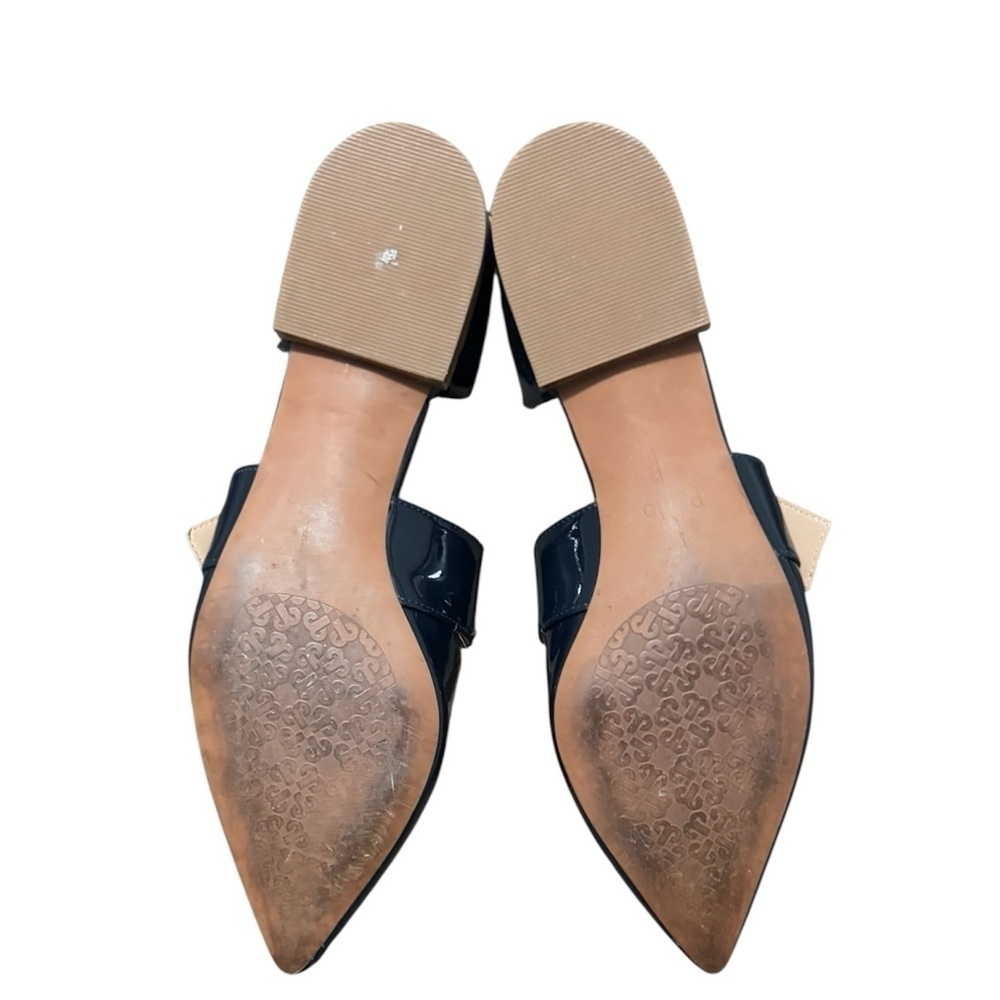 Linea Paolo Dean Navy Patent Leather Pointy Mary Jane Flats Buckle d'Orsay 6.5M - Picture 7 of 8